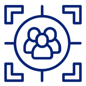 Target icon with people silhouettes inside.